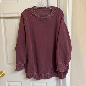 Aerie Oversized Crewneck Sweatshirt Maroon Size Large